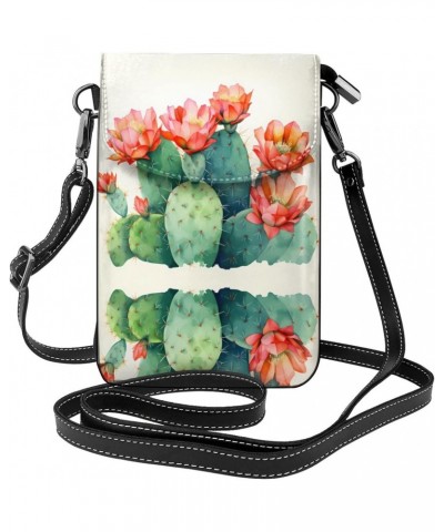 Women Leather Cell Phone Purse Watercolour Cactus Pattern Soft, Durable and Waterproof PU Leather Convenient for Daily use an...