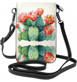 Women Leather Cell Phone Purse Watercolour Cactus Pattern Soft, Durable and Waterproof PU Leather Convenient for Daily use an...