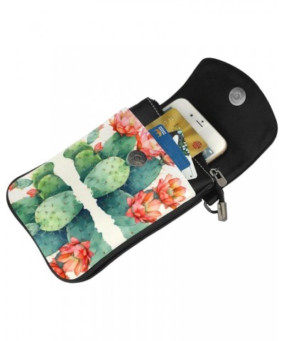 Women Leather Cell Phone Purse Watercolour Cactus Pattern Soft, Durable and Waterproof PU Leather Convenient for Daily use an...