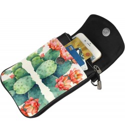 Women Leather Cell Phone Purse Watercolour Cactus Pattern Soft, Durable and Waterproof PU Leather Convenient for Daily use an...