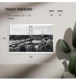 24x36 Inch Giclee Print, Tacoma, Washington, View of the Narrows Bridge $26.49 Totes