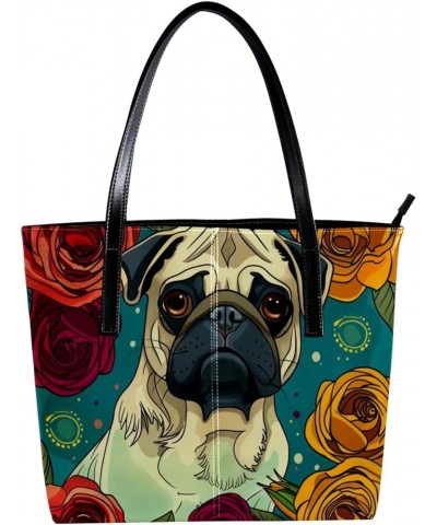 Tote Bags, Large Tote Bags for Women, Women's Tote Handbags, Pug Animal Lovely Dog, Tote Bags Women Design 1333 $19.34 Totes