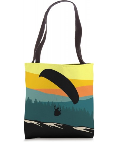 Retro Paraglide Design With Mountains Aesthetic Paragliding Tote Bag $11.58 Totes