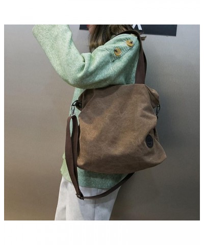 Women Shoulder bags Casual Vintage Hobo Canvas Handbags Top Handle Tote Crossbody Shopping Bags Blue Coffee $22.55 Totes