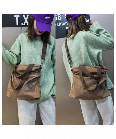 Women Shoulder bags Casual Vintage Hobo Canvas Handbags Top Handle Tote Crossbody Shopping Bags Blue Coffee $22.55 Totes