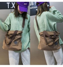 Women Shoulder bags Casual Vintage Hobo Canvas Handbags Top Handle Tote Crossbody Shopping Bags Blue Coffee $22.55 Totes