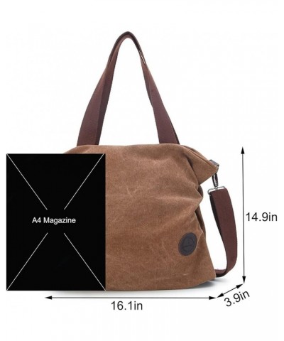 Women Shoulder bags Casual Vintage Hobo Canvas Handbags Top Handle Tote Crossbody Shopping Bags Blue Coffee $22.55 Totes