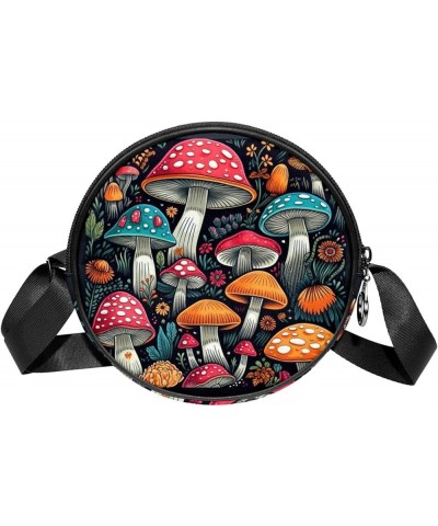 Women Fashionable Crossbody Bag – Versatile Round Bag for Every Occasion, Cute Mushroom Print Color7 $10.70 Crossbody Bags