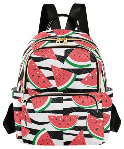 Watercolor Watermelon Slices Black Seeds Women Backpack Purse Shoulder Bag Color Small $15.18 Backpacks