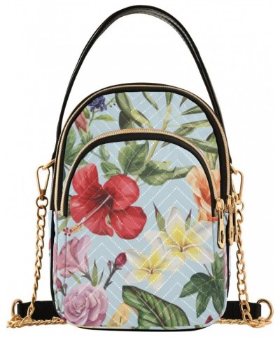 Tropical Flowers Crossbody Bag for Women Cell Phone Purse Wallet with Removable Chain Shoulder Handbag for Passport Phone Wor...