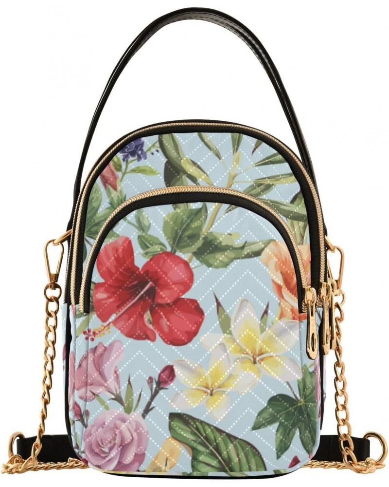 Tropical Flowers Crossbody Bag for Women Cell Phone Purse Wallet with Removable Chain Shoulder Handbag for Passport Phone Wor...