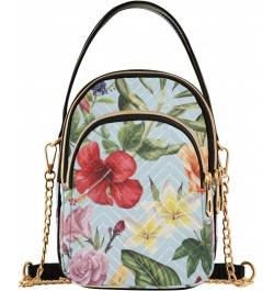 Tropical Flowers Crossbody Bag for Women Cell Phone Purse Wallet with Removable Chain Shoulder Handbag for Passport Phone Wor...