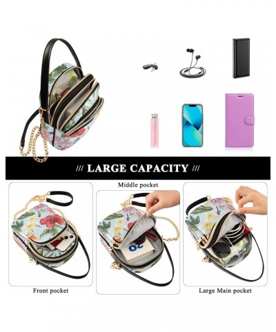 Tropical Flowers Crossbody Bag for Women Cell Phone Purse Wallet with Removable Chain Shoulder Handbag for Passport Phone Wor...