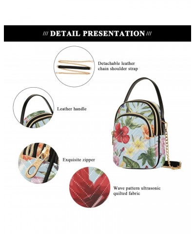 Tropical Flowers Crossbody Bag for Women Cell Phone Purse Wallet with Removable Chain Shoulder Handbag for Passport Phone Wor...