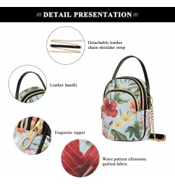 Tropical Flowers Crossbody Bag for Women Cell Phone Purse Wallet with Removable Chain Shoulder Handbag for Passport Phone Wor...