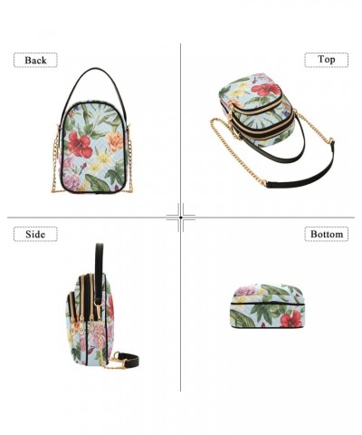 Tropical Flowers Crossbody Bag for Women Cell Phone Purse Wallet with Removable Chain Shoulder Handbag for Passport Phone Wor...