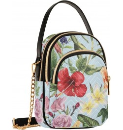 Tropical Flowers Crossbody Bag for Women Cell Phone Purse Wallet with Removable Chain Shoulder Handbag for Passport Phone Wor...