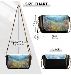 Meadow Flowers Butterflies Leather Crossbody Bag for Women Small Handbag with Chain Strap, Flip-Top Crossbody Purse $23.19 Cr...