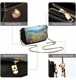 Meadow Flowers Butterflies Leather Crossbody Bag for Women Small Handbag with Chain Strap, Flip-Top Crossbody Purse $23.19 Cr...