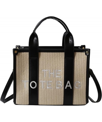 Straw Tote Bag for Women, Straw Bag, Mini Tote Bag with Zipper, Shoulder/Crossbody/Handbag (10.6 * 8.3 * 4 in) Black $13.99 T...