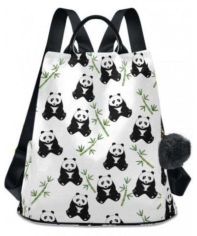 Hand-drawn Cute Pandas and Bamboo Women Backpack Purse Anti-theft Lightweight Shoulder Bag $19.60 Backpacks