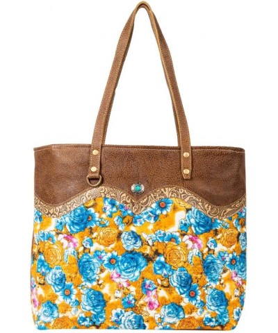 Tote Bag for Women - Western Upcycled Canvas and Leather Shoulder Bag Floral $27.95 Totes