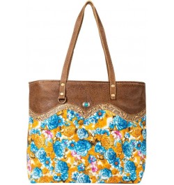 Tote Bag for Women - Western Upcycled Canvas and Leather Shoulder Bag Floral $27.95 Totes