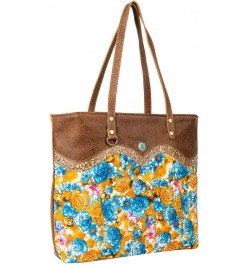 Tote Bag for Women - Western Upcycled Canvas and Leather Shoulder Bag Floral $27.95 Totes