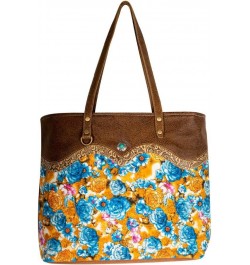 Tote Bag for Women - Western Upcycled Canvas and Leather Shoulder Bag Floral $27.95 Totes