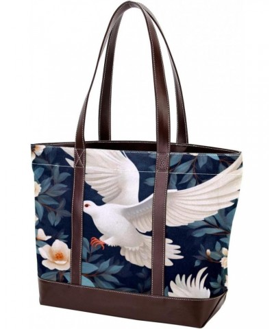 Pigeon Canvas Leather Mix Handbag - 13.3x4.7x12.2 in - Stylish and Durable Women's Satchel Bag $25.36 Satchels