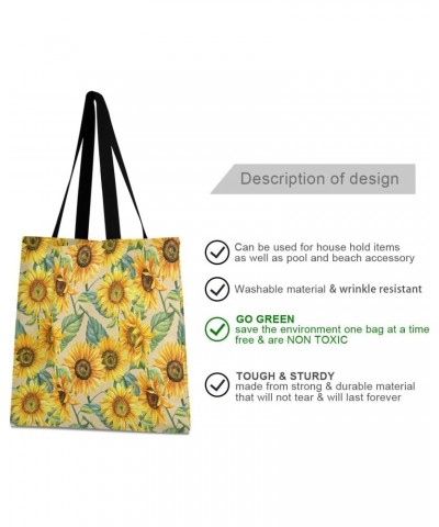 Large Canvas Tote Bag Aesthetic for Women (Sunflowers Hand Drawn) Print with Inner Pocket, Big Storage Shoulder Bag Grocery B...