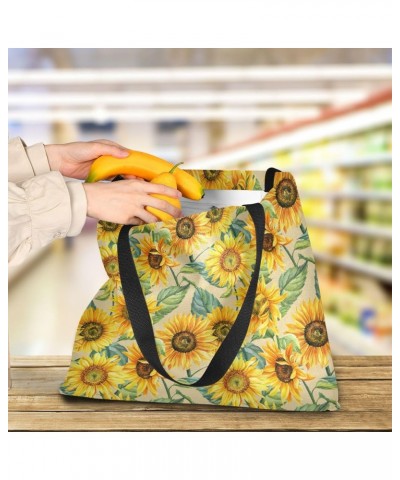 Large Canvas Tote Bag Aesthetic for Women (Sunflowers Hand Drawn) Print with Inner Pocket, Big Storage Shoulder Bag Grocery B...