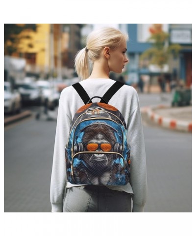 Small Backpack for Women Travel Bag Gorilla with Headphones Daypack Purse Fashion Shoulder Bag Rucksack Small B828 $15.33 Bac...