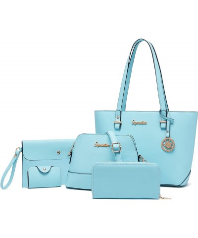 Handbag for Women Wallet Tote Bag Shoulder Bags Top Handle Satchel 5pcs Purse Set Iceblue $19.35 Totes