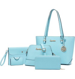 Handbag for Women Wallet Tote Bag Shoulder Bags Top Handle Satchel 5pcs Purse Set Iceblue $19.35 Totes