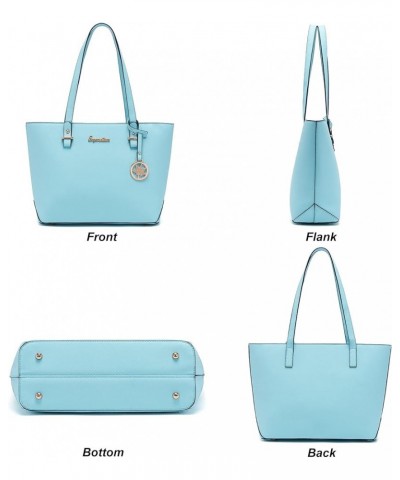 Handbag for Women Wallet Tote Bag Shoulder Bags Top Handle Satchel 5pcs Purse Set Iceblue $19.35 Totes