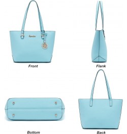 Handbag for Women Wallet Tote Bag Shoulder Bags Top Handle Satchel 5pcs Purse Set Iceblue $19.35 Totes