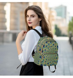 Feather Peacock Swril Women Backpack Purse Ladies Fashion Shoulder Bag Daypack Travel Bag 10L Medium $17.50 Backpacks