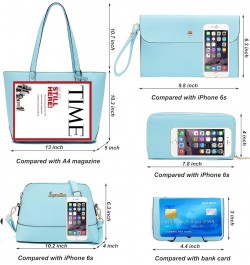 Handbag for Women Wallet Tote Bag Shoulder Bags Top Handle Satchel 5pcs Purse Set Iceblue $19.35 Totes