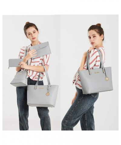 Handbag for Women Wallet Tote Bag Shoulder Bags Top Handle Satchel 5pcs Purse Set Iceblue $19.35 Totes