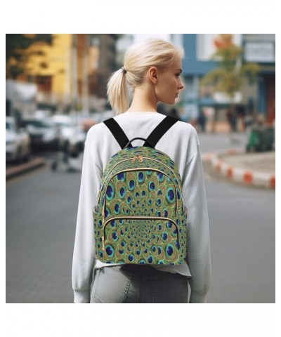 Feather Peacock Swril Women Backpack Purse Ladies Fashion Shoulder Bag Daypack Travel Bag 10L Medium $17.50 Backpacks