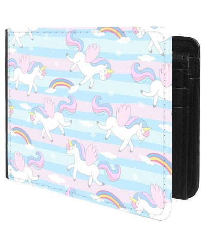 Unique Desige Pattern - Unicorn and Rainbow Pattern, Slim Front Pocket Wallet Billfold RFID Blocking $8.96 Wallets