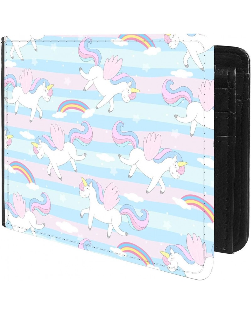 Unique Desige Pattern - Unicorn and Rainbow Pattern, Slim Front Pocket Wallet Billfold RFID Blocking $8.96 Wallets