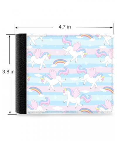 Unique Desige Pattern - Unicorn and Rainbow Pattern, Slim Front Pocket Wallet Billfold RFID Blocking $8.96 Wallets