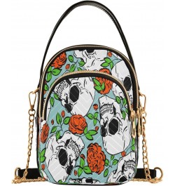 Skull Flower Crossbody Bags for Women Quilted Chain Crossbody Purses Trendy Floral Retro Cross Body Phone Purse Handbag $10.4...