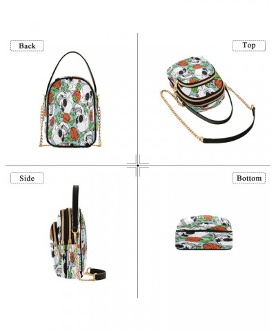 Skull Flower Crossbody Bags for Women Quilted Chain Crossbody Purses Trendy Floral Retro Cross Body Phone Purse Handbag $10.4...