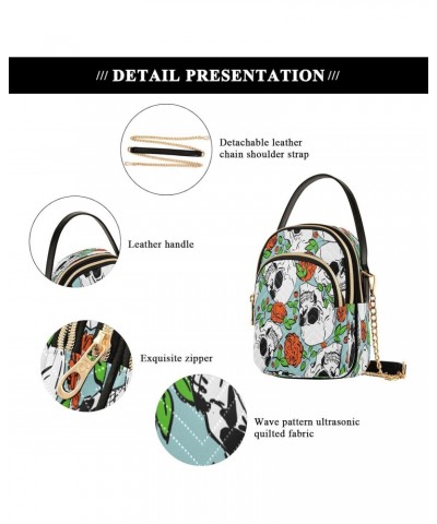 Skull Flower Crossbody Bags for Women Quilted Chain Crossbody Purses Trendy Floral Retro Cross Body Phone Purse Handbag $10.4...