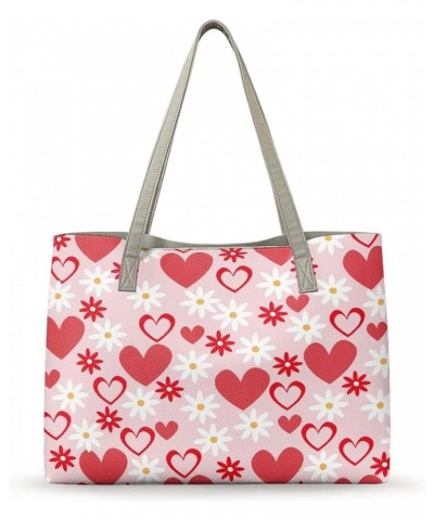 Handbags for Women Large Fashion Purse Gifts for Mom Lover and Friends Valentine's Day Heart Daisy $17.63 Totes