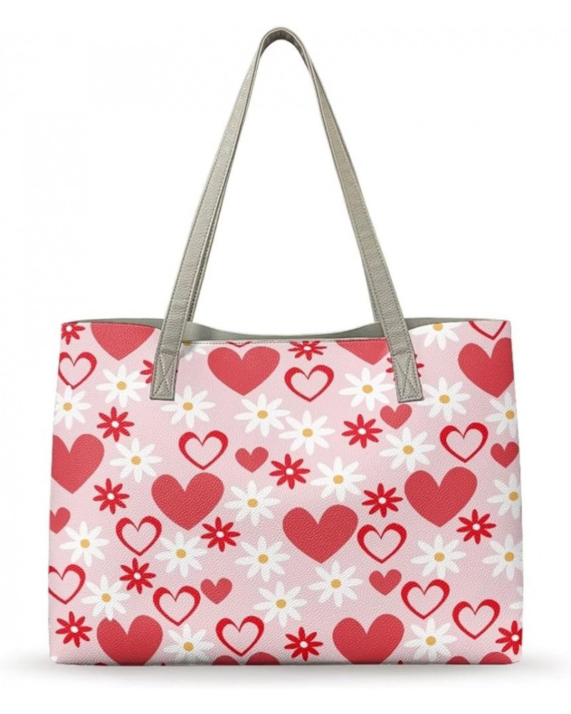 Handbags for Women Large Fashion Purse Gifts for Mom Lover and Friends Valentine's Day Heart Daisy $17.63 Totes