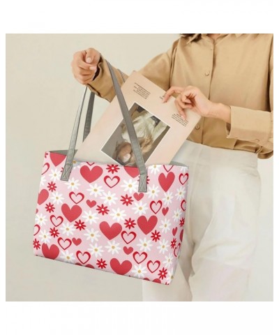 Handbags for Women Large Fashion Purse Gifts for Mom Lover and Friends Valentine's Day Heart Daisy $17.63 Totes